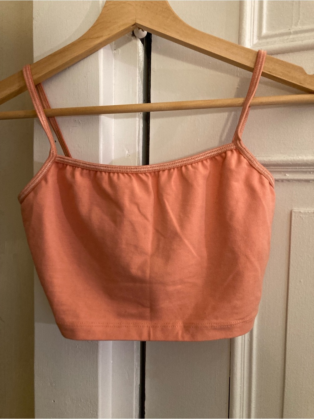 Los Angeles Apparel Cotton Soandex Peach Crop Tank Cami Top